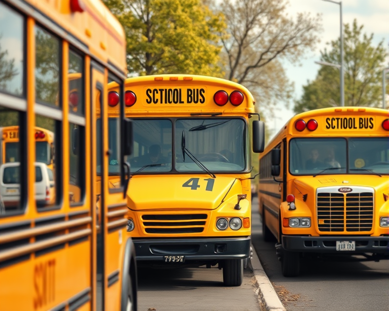 school bus, cell phone